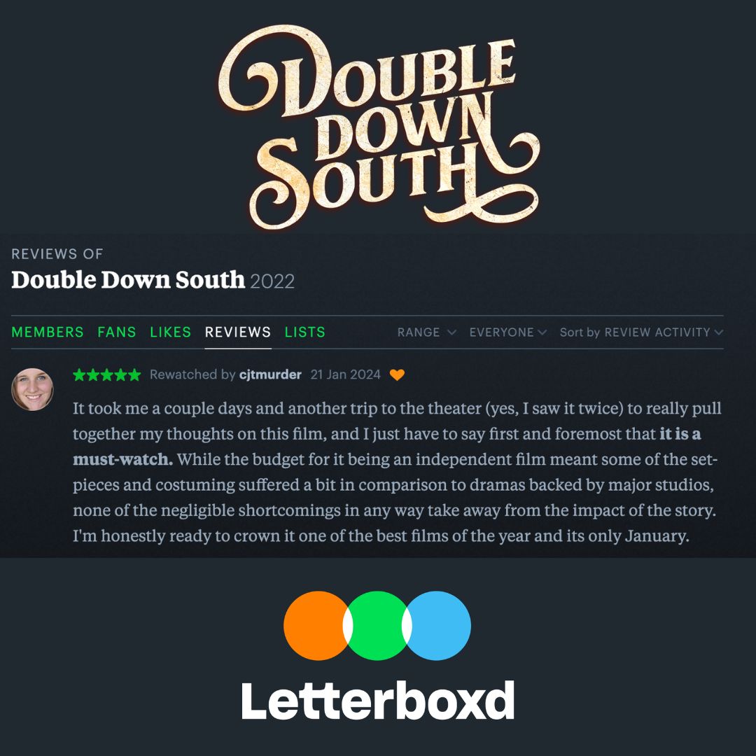 doubledownsouth's tweet photo. Now that DOUBLE DOWN SOUTH is out on digital and VOD... you can log the film on every movie lover's favorite app, @letterboxd! Check out some of our favorite reviews so far!

Click the link in our bio to watch DOUBLE DOWN SOUTH, and let us know what you think! https://t.co/wV3mp9kktD
