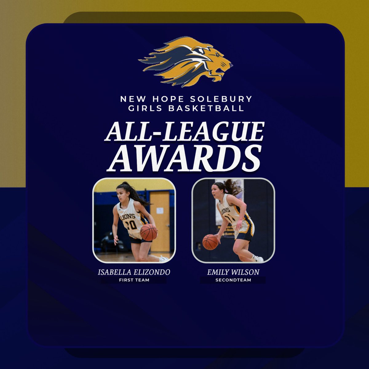 NHS Girls Bball 21 (@nhsgirlsbball21) on Twitter photo Congrats to our juniors <a href="/IsabellaElizon9/">Isabella Elizondo</a> on 1st team all SOL Freedom league and Emily Wilson 2nd team all SOL Freedom League. Well done!! 👏👏
<a href="/StephenPolinsk1/">Coach Pole</a>
<a href="/SOLsports/">SOLsports</a>
<a href="/ADRobinson3/">Andrew Robinson</a>
<a href="/jmverlin/">Josh Verlin</a>
<a href="/MelissaMHM/">Melissa Mason 🤩</a>
<a href="/LionsNhs/">NH-S Lions Athletics</a> Congrats to our juniors <a href="/IsabellaElizon9/">Isabella Elizondo</a> on 1st team all SOL Freedom league and Emily Wilson 2nd team all SOL Freedom League. Well done!! 👏👏
<a href="/StephenPolinsk1/">Coach Pole</a>
<a href="/SOLsports/">SOLsports</a>
<a href="/ADRobinson3/">Andrew Robinson</a>
<a href="/jmverlin/">Josh Verlin</a>
<a href="/MelissaMHM/">Melissa Mason 🤩</a>
<a href="/LionsNhs/">NH-S Lions Athletics</a>