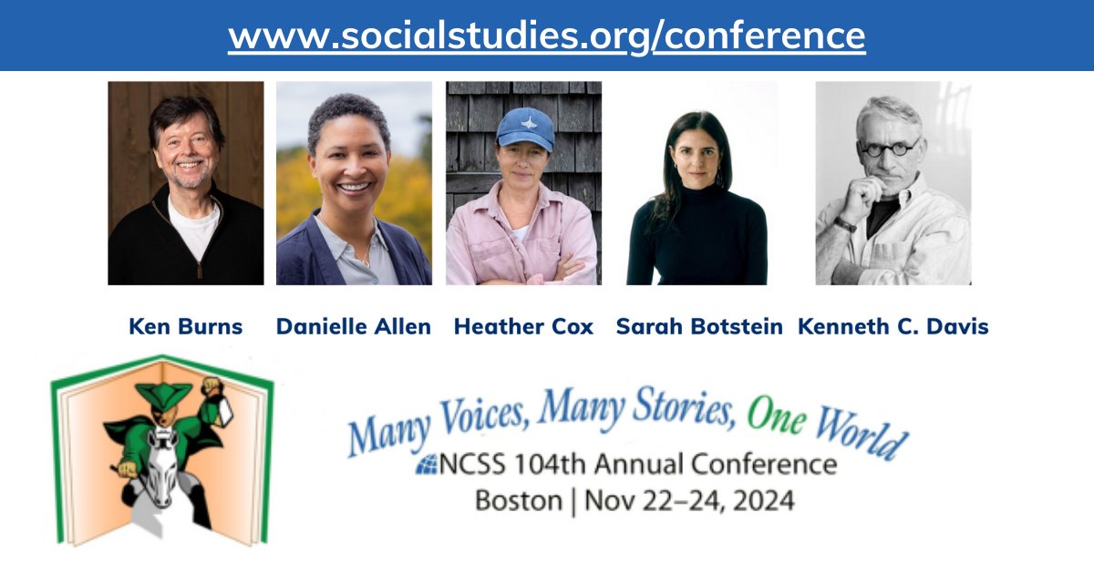 🎤 The first speakers for our 104th Annual Conference are on the NCSS website! Keep watching this space: hubs.li/Q02nh7CC0 #Boston #edchat #NCSS2024 #edutwitter