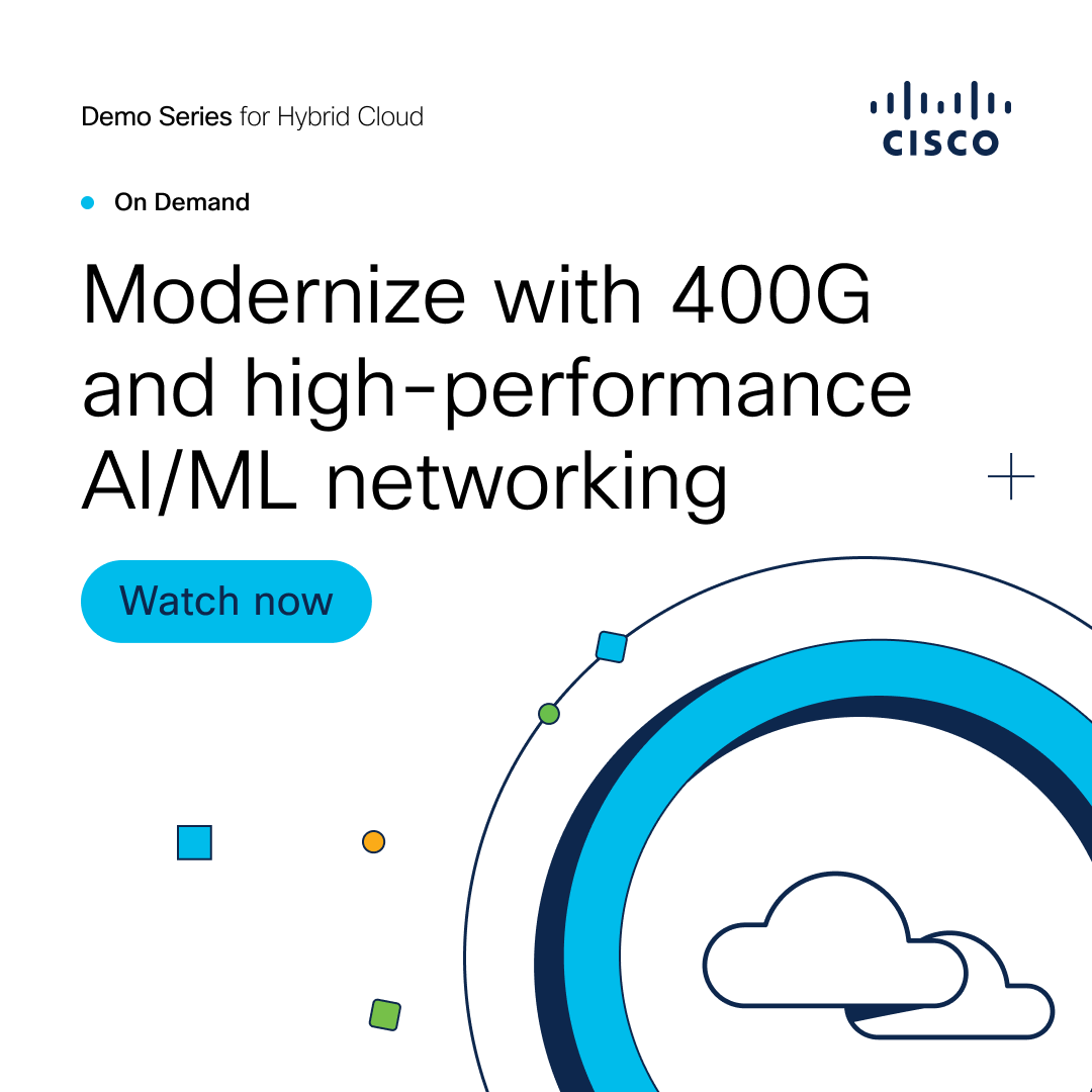 ciscoDC's tweet photo. 🚀 Want to configure your AI/ML network fabrics with the performance, scale, and sustainability your business needs? Discover the power of Cisco Nexus 9000 Series Switches and the #CiscoNexusDashboard.  

Watch the webinar on demand 👇
https://t.co/EkC6BlEJ1S

#CiscoDCC https://t.co/RKN17YYrRg