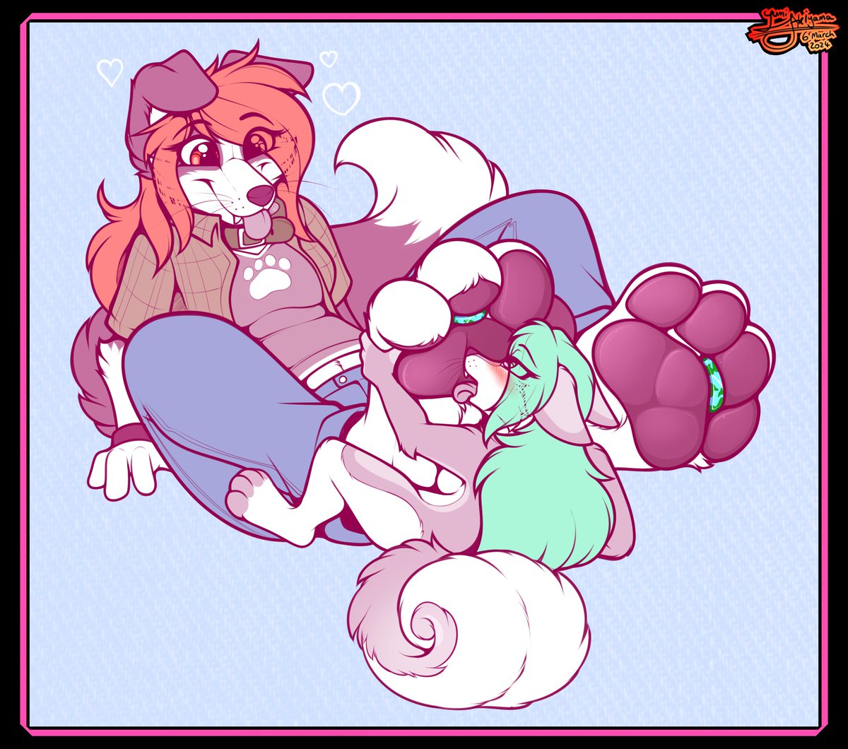 "Sketch" commission for Crazzyjay (FA)
-
Their lass Nyxena is spending the day at Yumi's feet, working hard to keep the puppo happy! (and doing a great job too!)