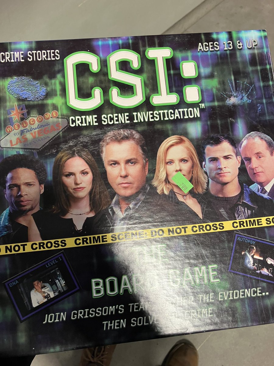 I’ve gotta say I’m pretty Stoked about this second hand find today.  Glad I had the extra Brass for it. I totally Sidled up to the board games to grab it. 

#CSI #sarasidle #nickstokes #jimbrass #gilgrissom #catherinewillows #gregsanders #warrickbrown