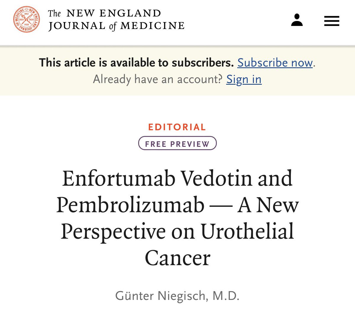 Enfortumab + Pembro outperforms platinum chemotherapy in advanced UC with a doubling of PFS and a halving of the risk of death @nejm. G3/4 AEs of 56% for EVP vs 70% for chemo & CR=29%. Editorial by @gniegisch ‘EVP is the new standard against which future trials must be compared’