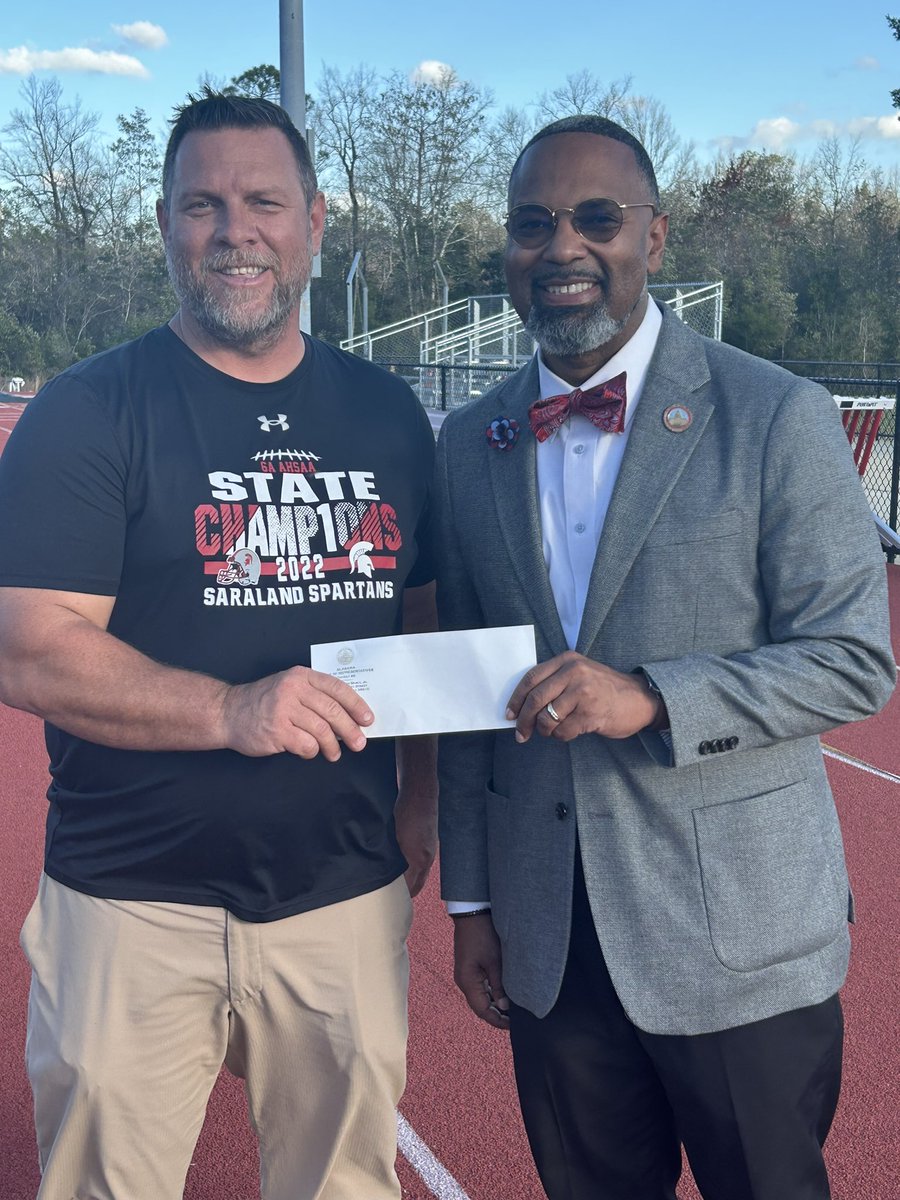 Thank you to Alabama State Representative @hiphopstaterep for your generous donation to the Saraland Track Team.