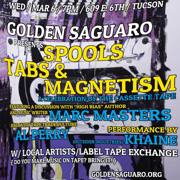 So excited that the Golden Saguaro crew here in Tucson is hosting <a href="/Marcissist/">marcissistdaticket</a> tonight to discuss cassette culture and tape history! 7 pm tonight if you are in town!