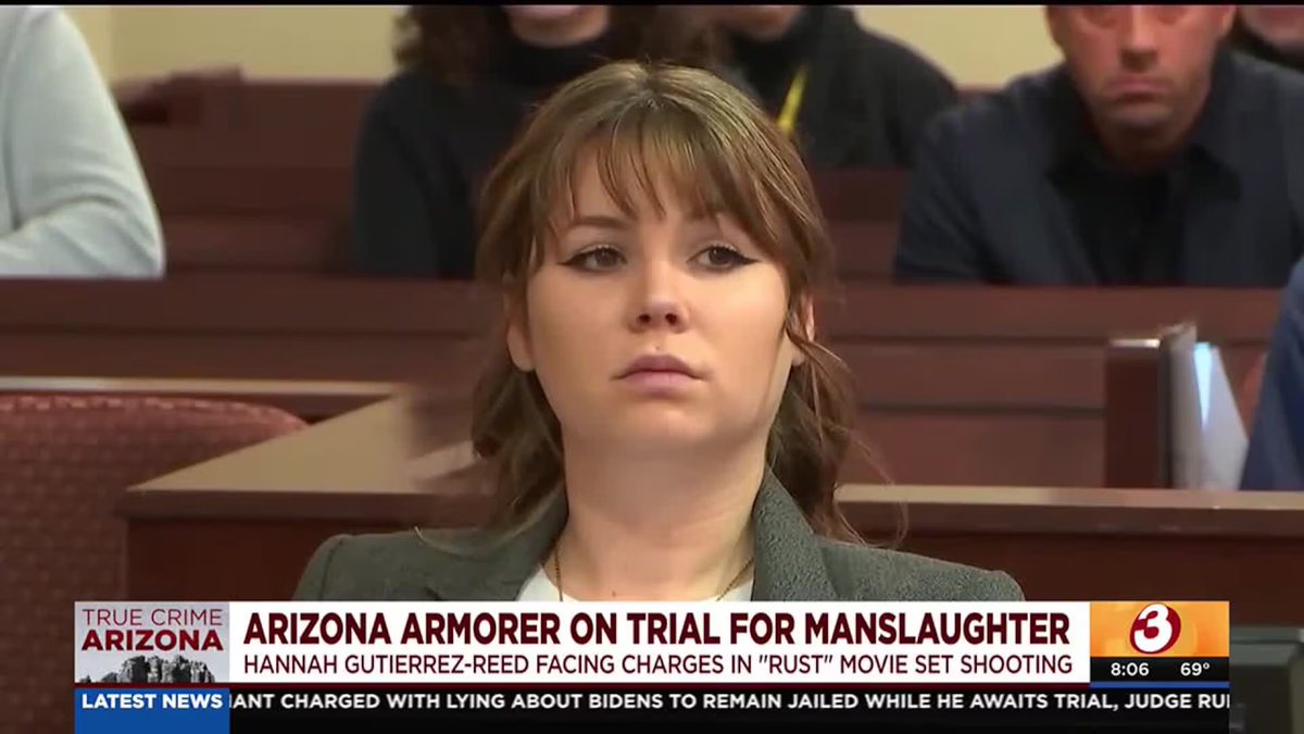 #BREAKING: ‘Rust’ movie armorer Hannah Gutierrez-Reed found GUILTY of involuntary manslaughter, NOT GUILTY of tampering with evidence.

The movie’s cinematographer, Halyna Hutchins, died from a live bullet in a prop gun fired by Alec Baldwin.

Reed is an armorer from Arizona.