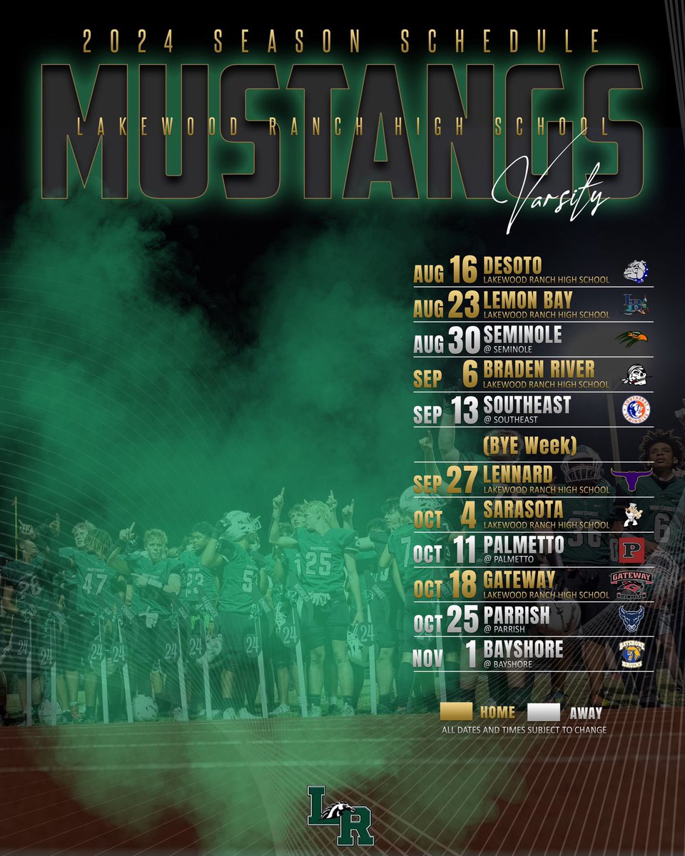 The 2024 Varsity Mustang football season is set! Go Mustangs!