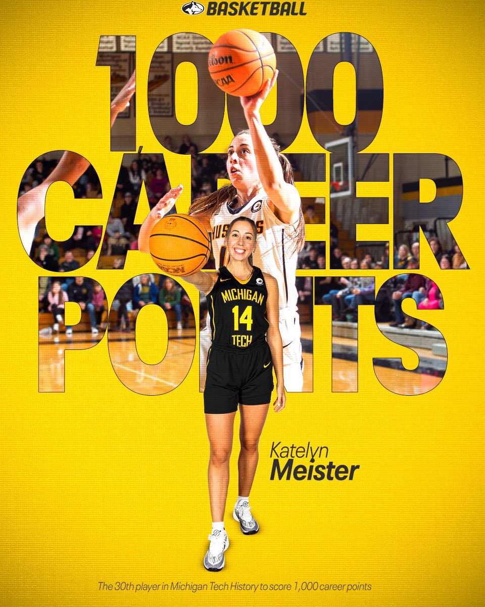 mtuwbb's tweet image. Katelyn Meister becomes the THIRD player this season and the 30th player in program history to score 1,000 career points! Congrats Kate! 🔥

#FollowTheHuskies