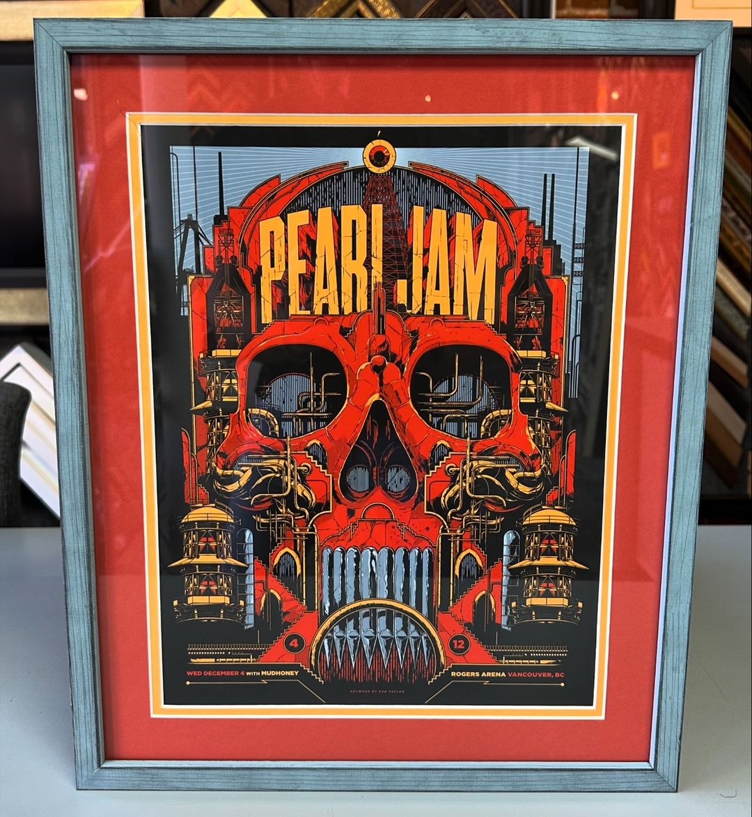 5280customframing - 'Custom framed @pearljam print using acid-free matting, UV glass and frame by @universalarquati! #art #denver #colorado #pictureframing #customframing #lodo #cityofdenver #milehigh #homedecor #walldecor  #pearljam (Not for sale)' instagram.com/p/C4LRiaUrm5X/