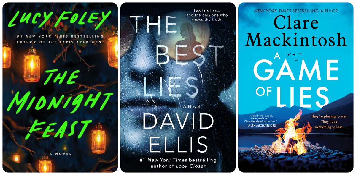 Thrillers on my TBR digital pile include Lucy Foley's MIDNIGHT FEAST (June), David Ellis' BEST LIES (July), Clare Mackintosh's GAME OF LIES (April). #ewgc