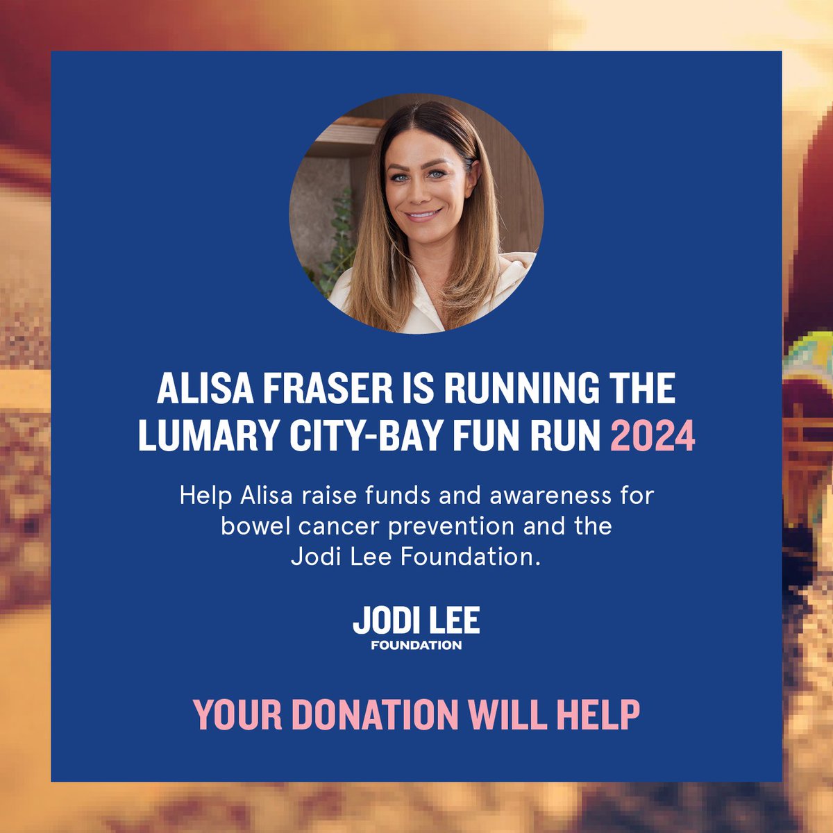 This year the wonderful Alisa Fraser, Co-Founder of al.ive body, is taking part in the Lumary City to Bay Fun Run and raising funds for the Jodi Lee Foundation. 

If you are able, we would love it if you could please support Alisa and JLF. 

Visit bit.ly/AlisaCTB2024