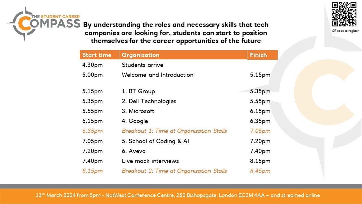 Less than one week to go until the much anticipated Student Career Compass event on 13th March. Over 50@ registrations so far. Both in-person and online participation available. Don’t miss out: thestudentcareercompass.co.uk <a href="/CareerReadyUK/">Career Ready</a> <a href="/NationalCareers/">National Careers</a> <a href="/NatWestGroup/">NatWest Group</a> <a href="/bt_uk/">BT</a> <a href="/Google/">Google</a>