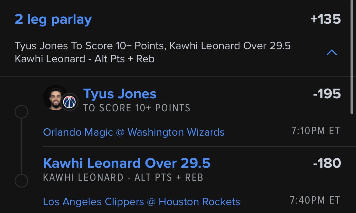 SpokenWealth_'s tweet photo. Tyus Jones (WAS) 10+ points (-195)

-L10 games has a 60% hit rate
-ORL gives up the most points to PG

Kawhi Leonard (LAC) 29.5P+R (-180)

-100% hit rate vs HOU
-L5 60% hit rate
-PFs have hit this line 86% since ASG

@WagersofWealth x @SpokenFlipz 

#GamblingX #nba #discord #free https://t.co/yts9Xpw8jT