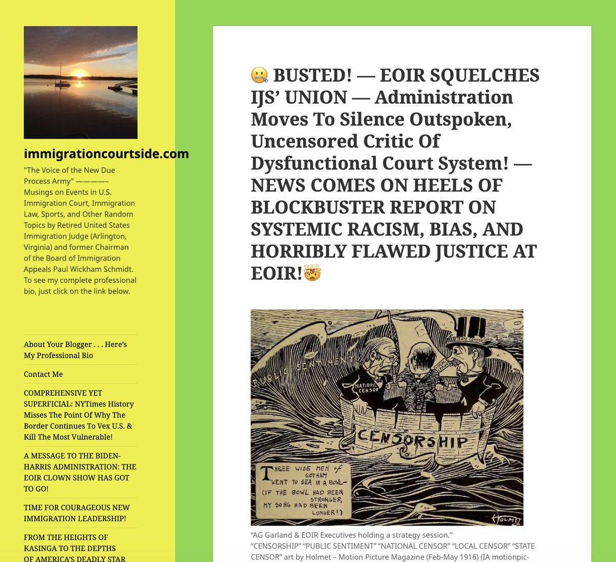 ♥️!!! Former immigration judge Paul Schmidt (precedent setting KASINGA decision) connects <a href="/elliotspagat/">elliot spagat</a> <a href="/dkbib/">Daniel M. Kowalski</a> reporting on IJ gag order to OHIA report on racism in immigration court, calling it a "blockbuster"!
immigrationcourtside.com/2024/03/06/%f0…