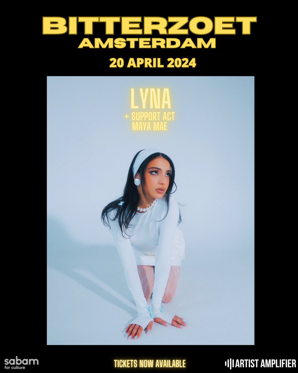 We just announced our first headliner show in Amsterdam!!! The journey continues 🫶🏼

Get your tickets to see this girl perform live in 🇳🇱
<a href="/Linalahbiri1/">LYNA ✨</a>

bitterzoet.com/event/lyna/