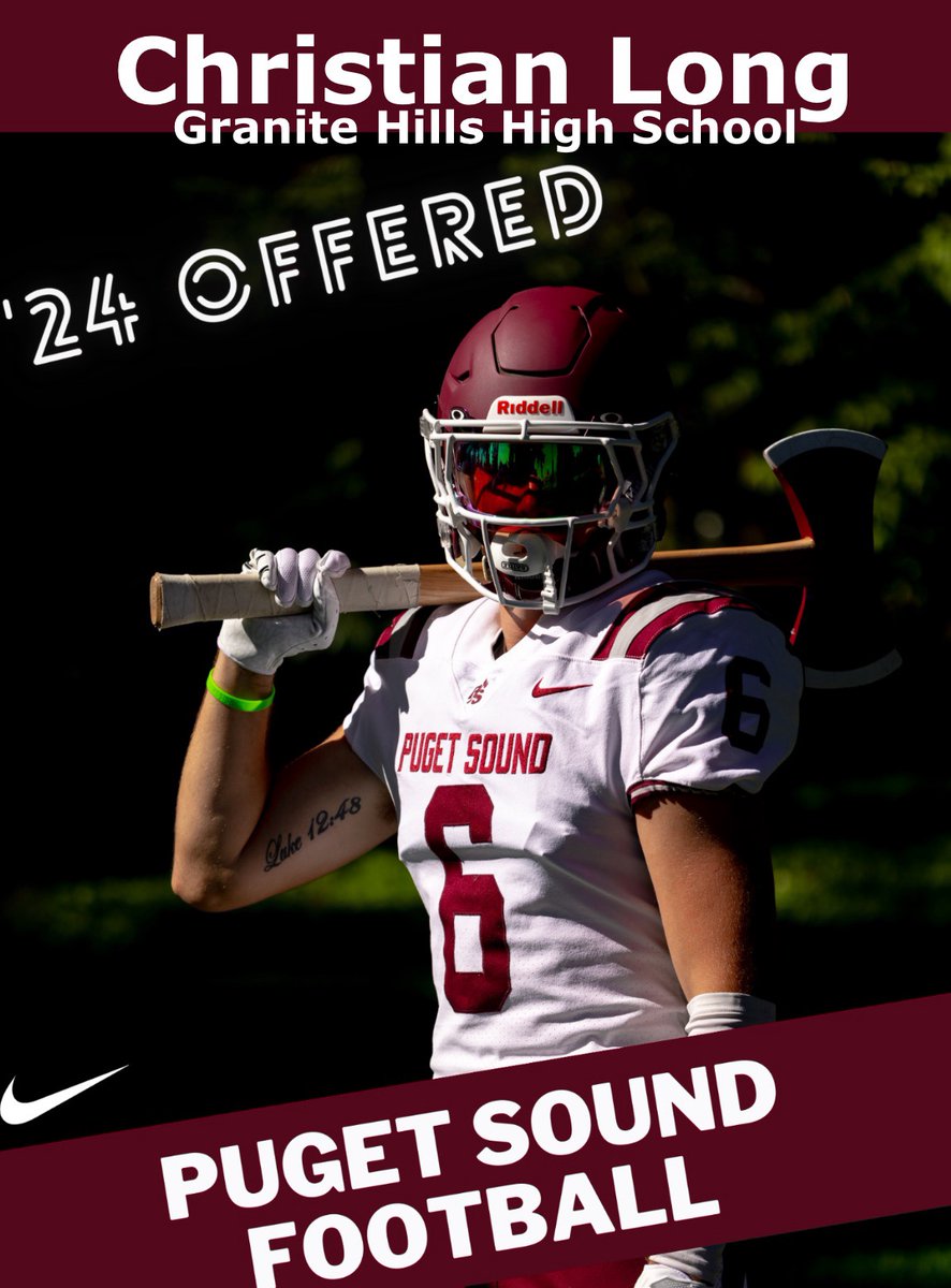 Blessed to announce Pudget Sound unversity has offered me to play football !!! @jeffthomas4 @CoachWillGHHS @ghighfootball_ @HC_Gonzalez_