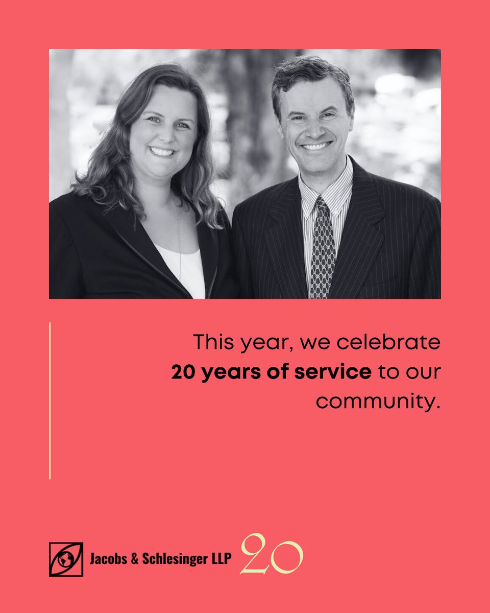 JSS_Legal's tweet photo. This year, we celebrate 20 years of service to our community. π
#JSS20 #JacobsAndSchlesinger20
For more information, visit https://t.co/qsM2UdvjZY or call us at (619) 230-0012. https://t.co/pIHvOsErrY