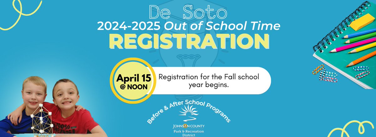 Mark your calendars!  2024-25 De Soto OST Registration will be here soon.