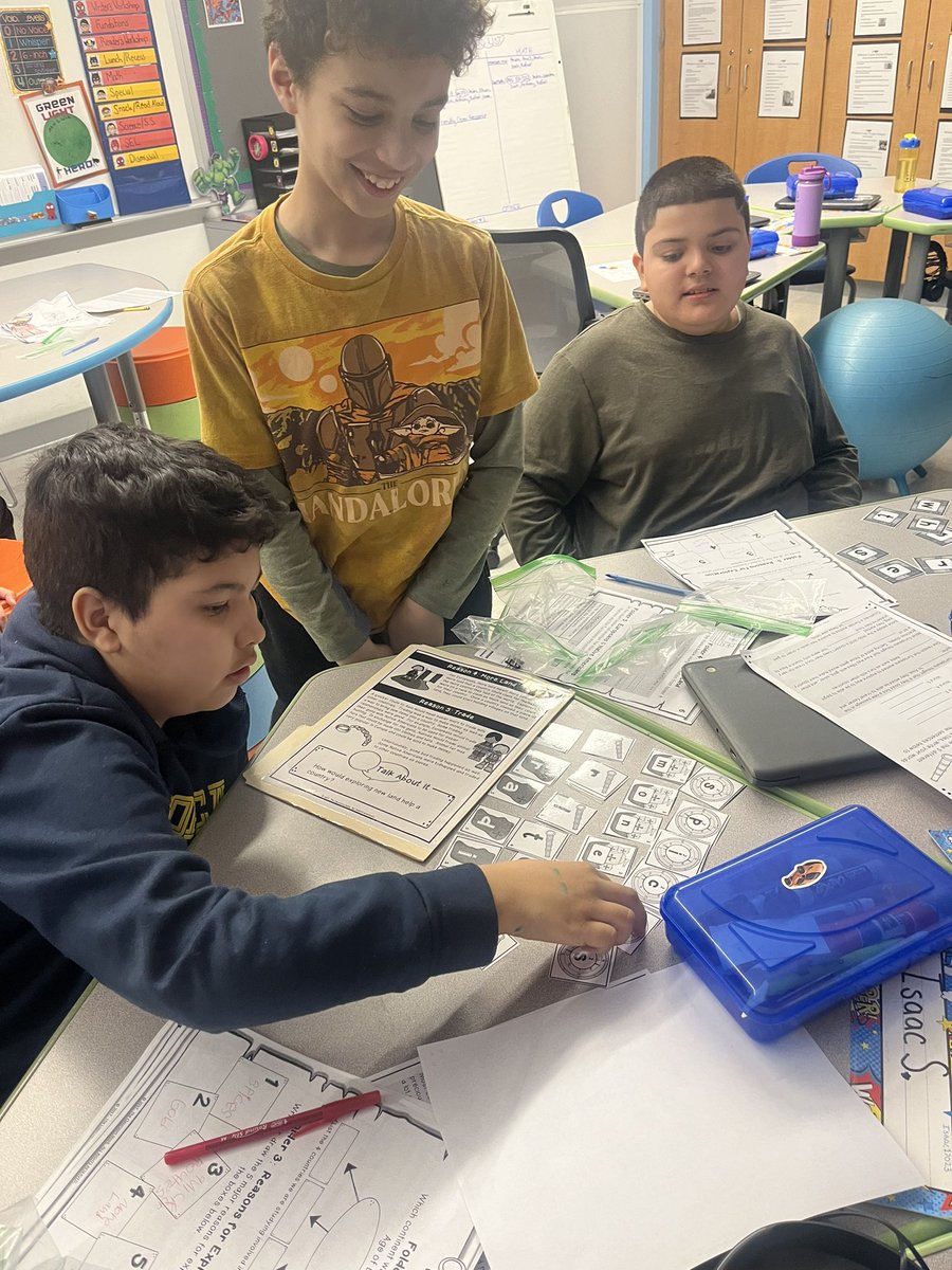 These 3 worked hard at unscrambling some terms while they learned about the reasons behind early exploration.