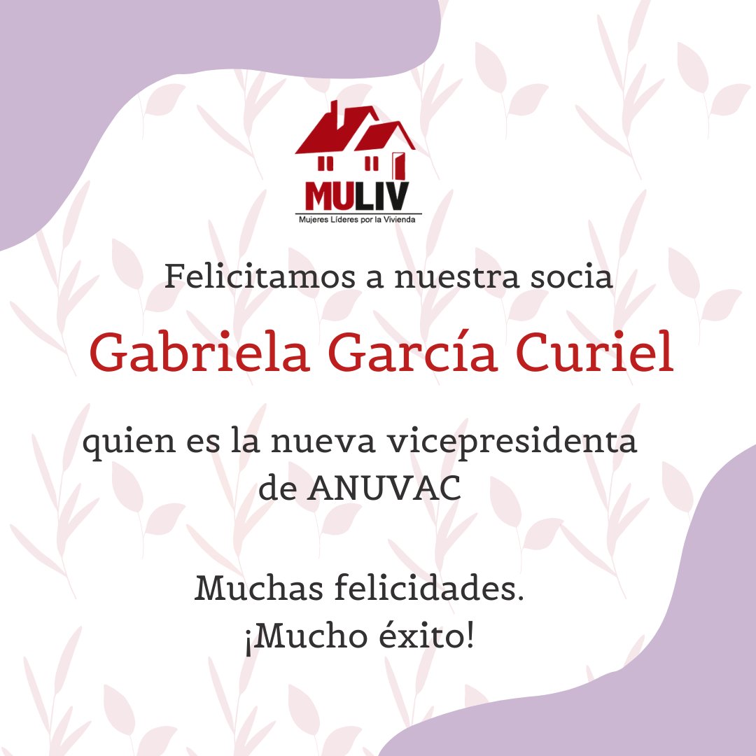 muliv_oficial's tweet photo. 👏 Mandamos un gran abrazo y una felicitación a nuestra socia Gabriela García Curiel , por su puesto como vicepresidenta de @AnuvacAC 

👩‍💼 ¡Le deseamos el mayor de los éxitos! ⭐️
#SoyMuliv https://t.co/fXOGr3pYqI