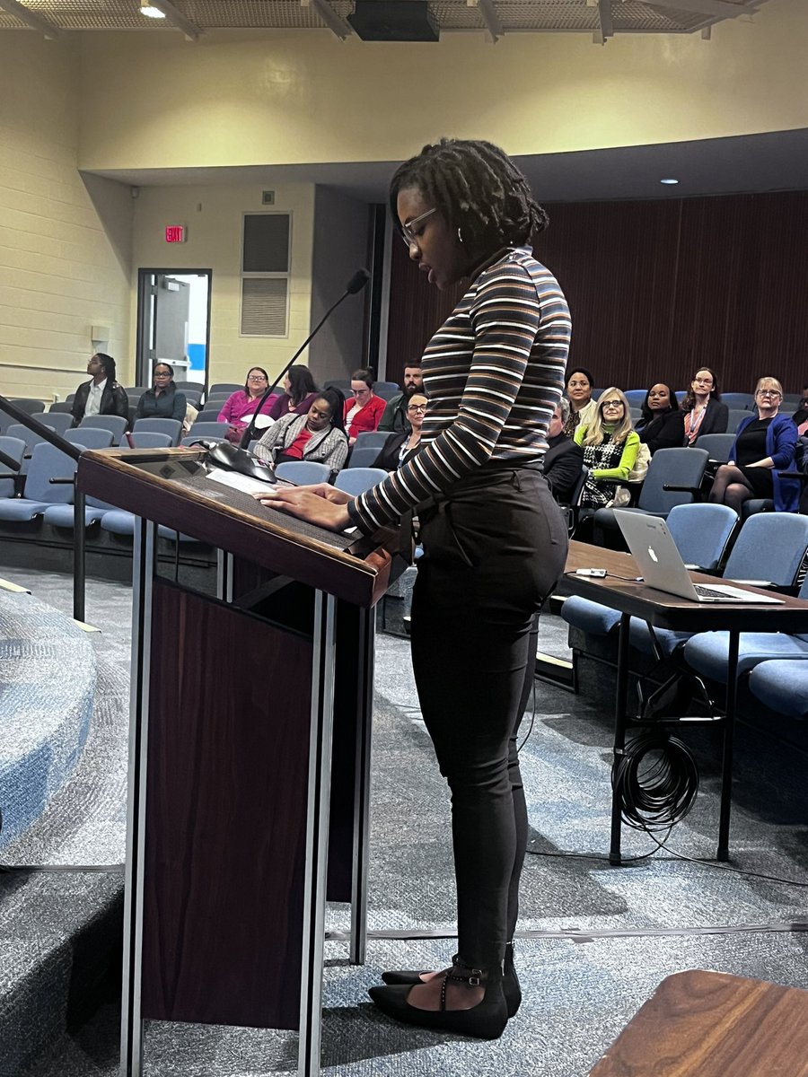 Amaya Cooper, a Bethel High senior, gave the opening at tonight’s School Board meeting. She shared the poem “We Rise” by Amanda Gorman.