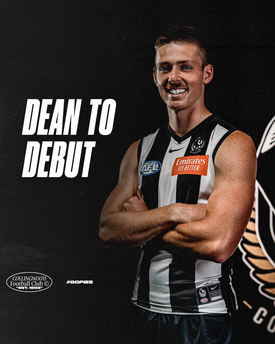 Debut! 

834 days after he was drafted, Charlie Dean will make his AFL debut. 

The number 43 will line-up in our Opening Round clash against GWS 🙌