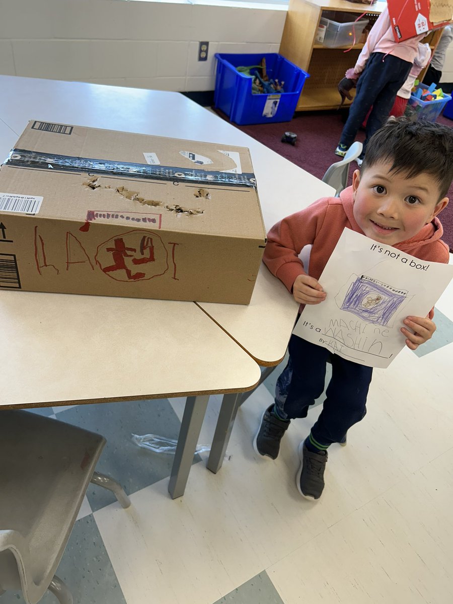 I am so proud of my little engineers! They created and executed a plan to transform a box into something else. It’s not a box, it’s a..robot, unicorn, and a washing machine (just to name a few).🤖🦄🧺 

#ocsbSTEAM 
<a href="/StClareOCSB/">St. Clare School</a>