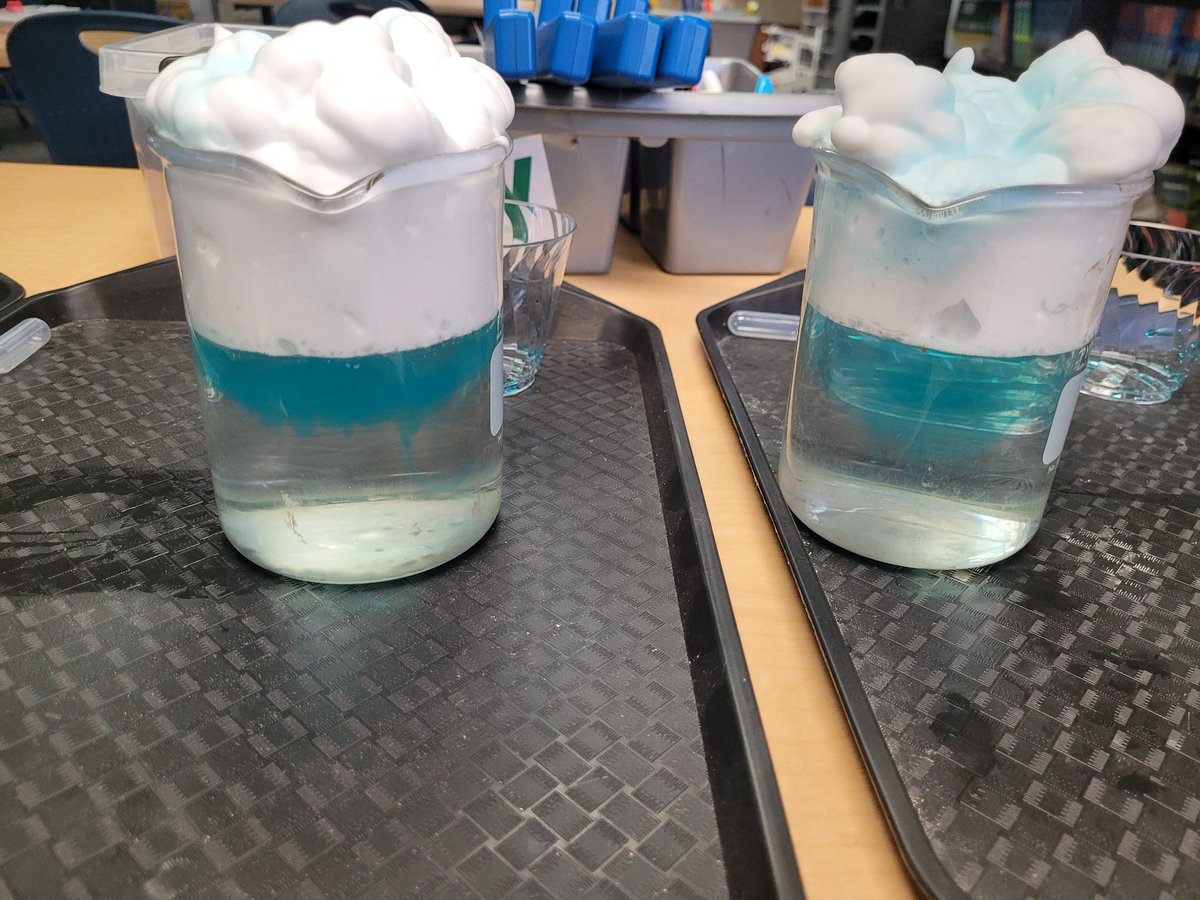 2nd graders are experiencing the simulation for creating precipitation using shaving cream and food coloring. Putting the two together creates rain under the cloud. One just showed a small shower.😉