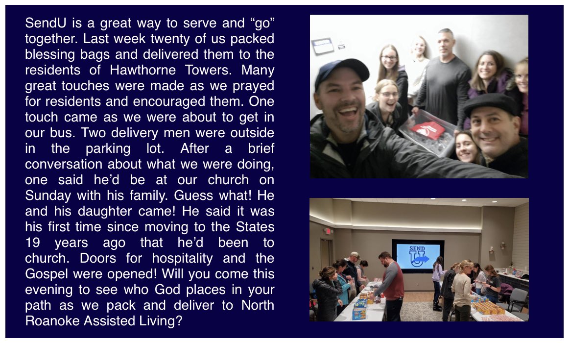 mwilburn's tweet photo. Look at what God did through Shenandoah’s SendU hospitality. Praise God! https://t.co/NPGsDuyeM6