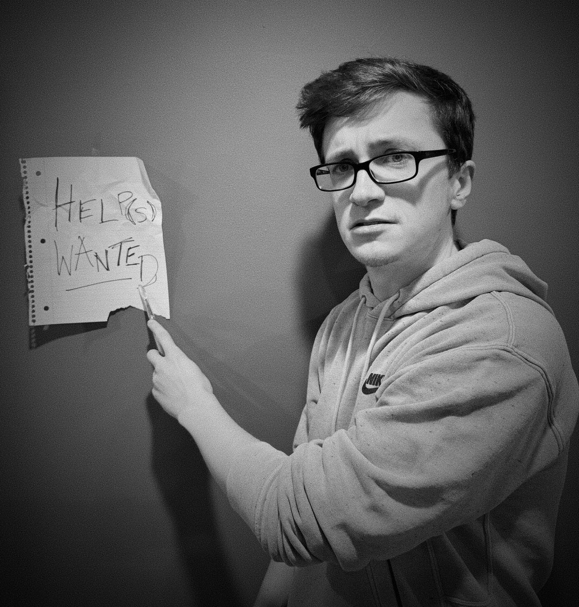 ScottTheWoz's tweet image. I have spent months on my latest art piece, "Help(s) Wanted"! It represents the search for artists interested in paid work and if so, asking to reply with examples of their style. After finishing my masterpiece, I realized I cannot draw and should just hire artists instead.