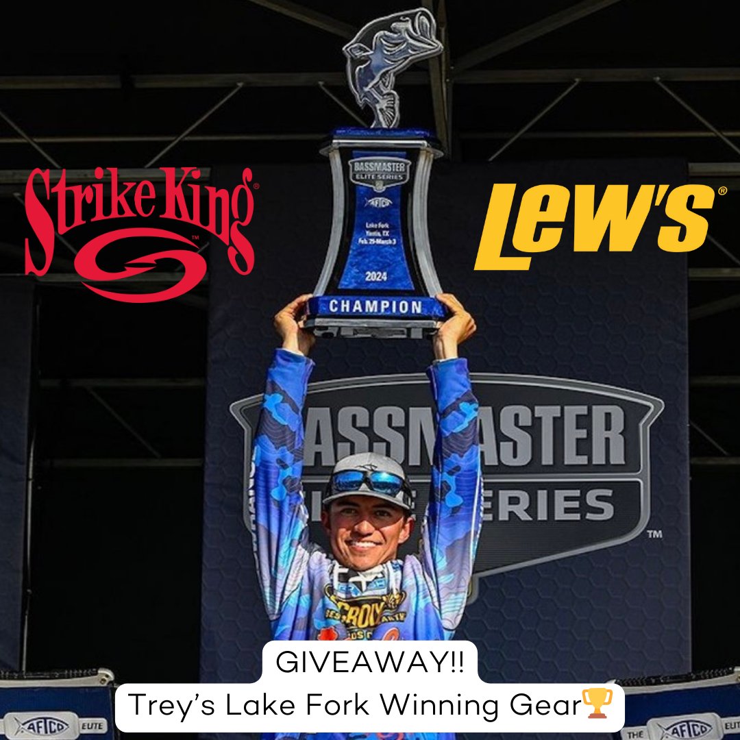 🚨GIVEAWAY ALERT🚨 1 lucky winner will have the chance to win Trey McKinney's gear that got him the 2024 Aftco Bassmaster Elite Series Win on Lake Fork!! Giveaway Ends: March 12, 2024 Enter Now: bit.ly/3TrPovX #TeamLews #StrikeKingLureCompany