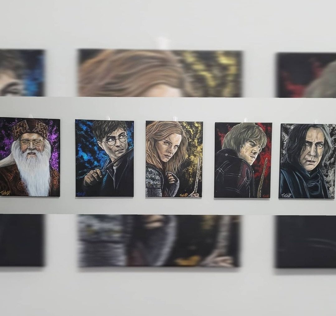 #HarryPotter series

Hi guys 
Im looking to sell my original stretched canvas harry potter series to help pay my senior dogs ongoing vet bill of $3000 and counting in 4 days.
If interested im looking at selling all x5 for offers over $600 AUD includes postage. Can send more info