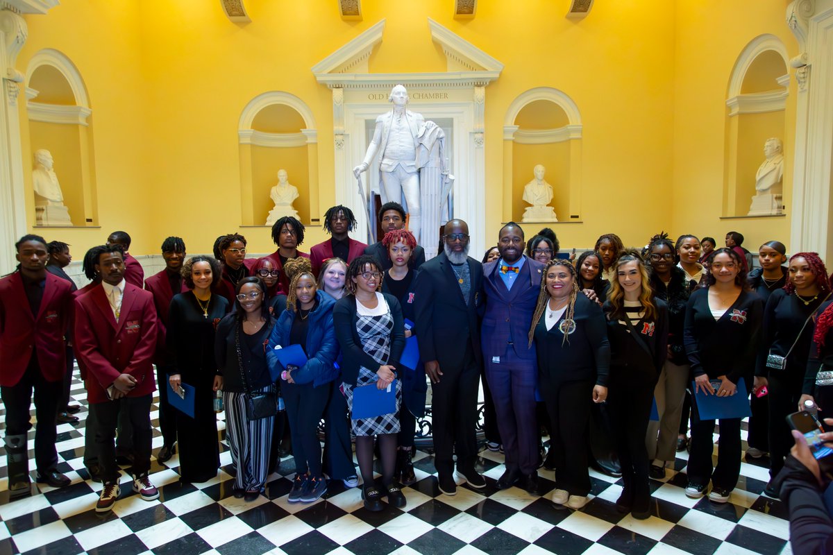 ICNorcomHigh's tweet photo. For CTE and Black History Month, students in the Barbering/Cosmetology/Nail Tech programs, along with Ms. Ziegler’s students, took a trip to the Richmond Capital with Barbering Teacher Mr. Wilkins, who was honored with a resolution presented by the House of Delegates! #PPSShines https://t.co/nEyhYPPgZf