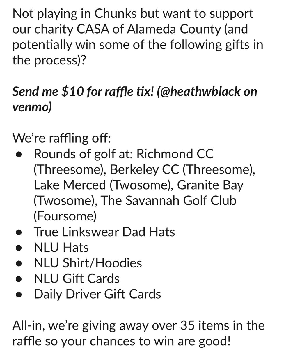 We have some really great raffle items up this year, too! Not playing in the Chunks at the Chuck? You can still #getinvolved