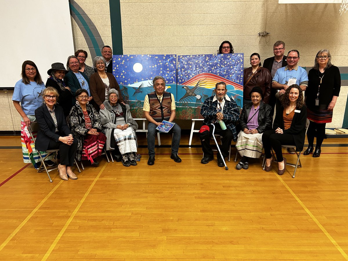 Change is in the air at Ecole Peter Greer! Today’s unveiling of new artwork by Artist in the Classroom David Wilson Sookinakin will inspire these young Eagles to soar! #TogetherWeInspireWonder