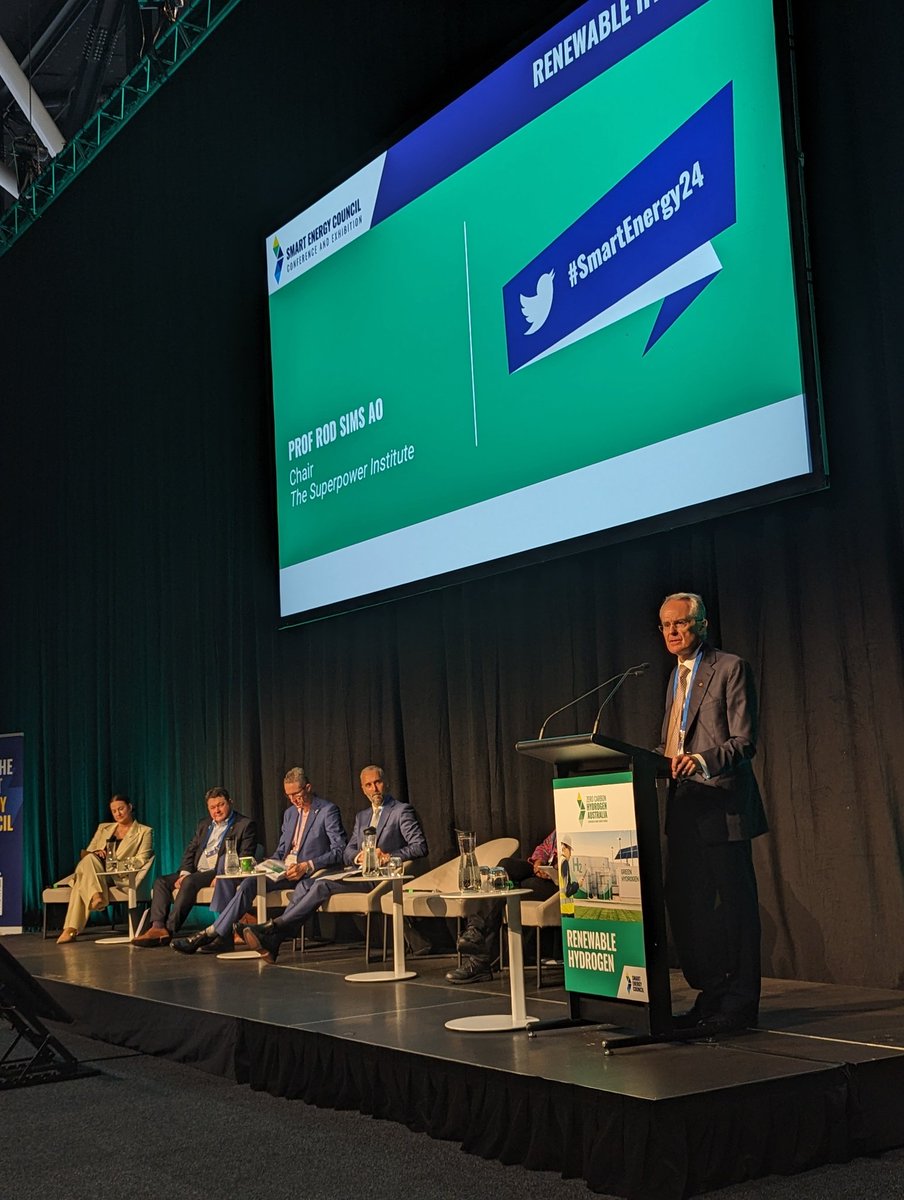 Australia has to decarbonise which will reduce emissions by around 1% 

But really how can we 🇦🇺 make the max contribution to reduce world emissions? 

An impact that can make between 6-9% cuts?

Green exports.

Rod Simms, Chair Superpower Insitute at #SmartEnergy24

#auspol