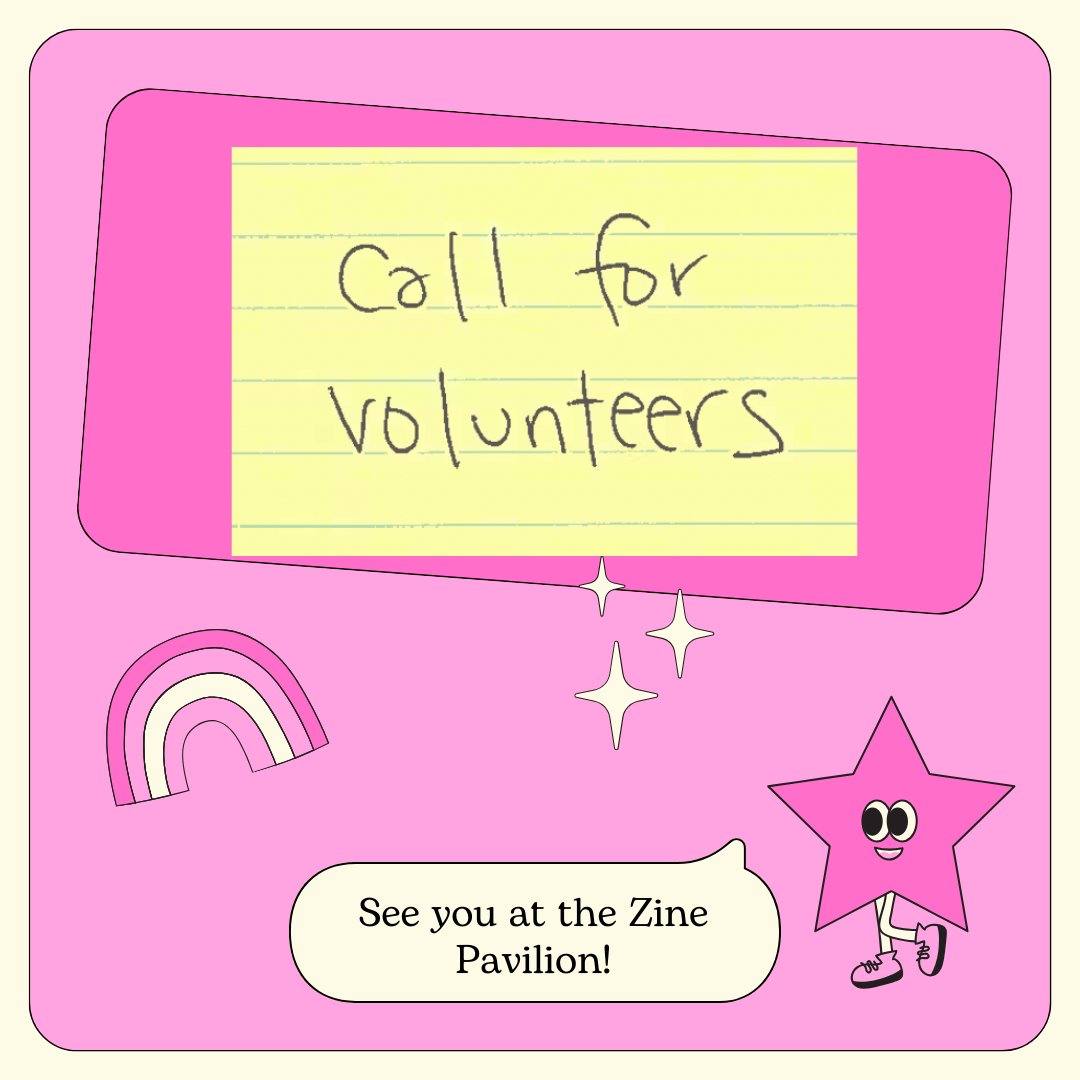 Zine Pavilion is looking for volunteers!
Volunteers will receive a FREE PASS to the ALA Annual Conference in San Diego.

Interested? Fill out our volunteer form: forms.gle/SPkHp333qu8QjS…

See you at the Zine Pavilion!

Detailed info:

The Zine Pavilion is a space on the exhibit
