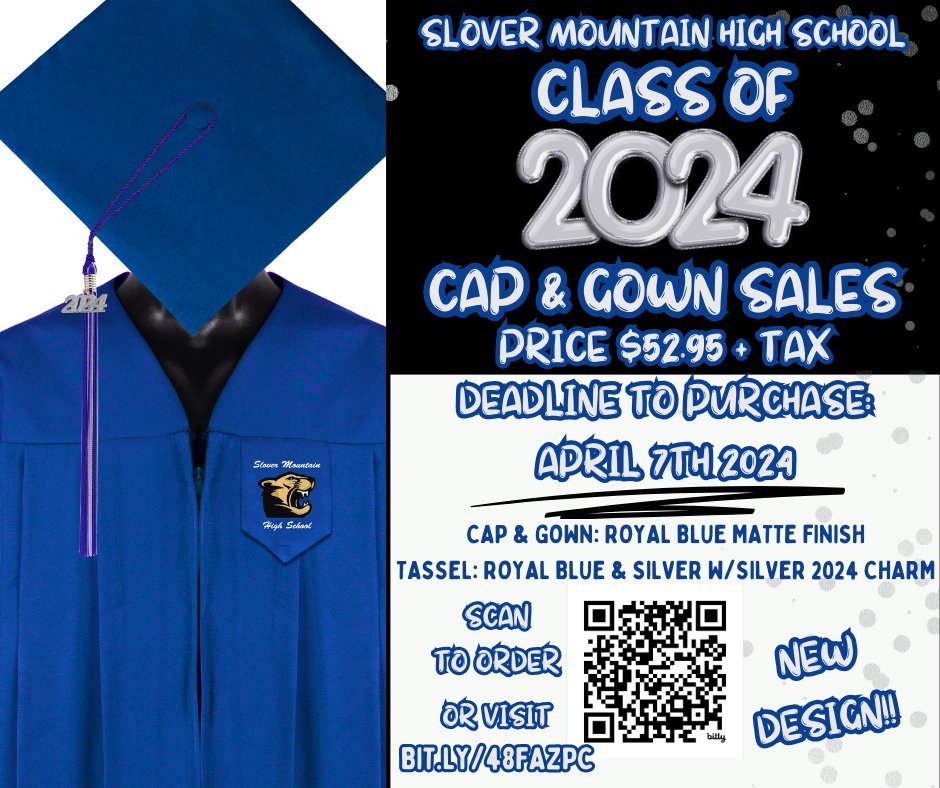 Class of 2024 Seniors!!! Cap & Gown Sales deadline date is April 7th. 💙🐾💙Scan the QR Code or visit BIT.LY/48FAZPC 🎓 @ColtonJUSD @DrAnthonyOrtiz @MooneyEdD