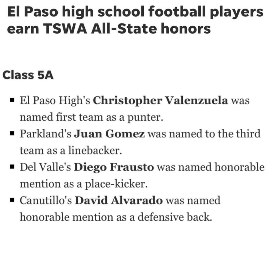 Congratulations to our very own Diego Frausto on his honorable mention to the TSWA All-State Honorable mention team. @ContrerasDVOFOD