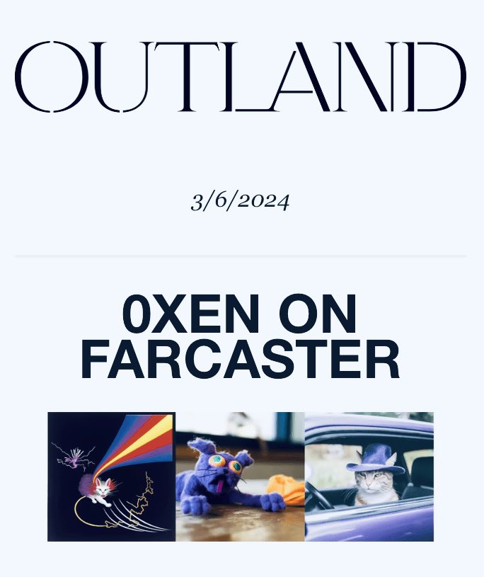 Before the <a href="/farcaster_xyz/">Farcaster</a> protocol became public, <a href="/0xen1/">Oxen</a> was already building an audience on <a href="/warpcast_/">Warpcast</a>.

Read: 'Oxen on Farcaster', my contribution to <a href="/outland_art/">Outland</a> 🔗↓

Special thanks to: 0xen, <a href="/briandroitcour/">Standard Definition</a> for the edit, and <a href="/Jason_Outland/">Jason</a> for the trust.