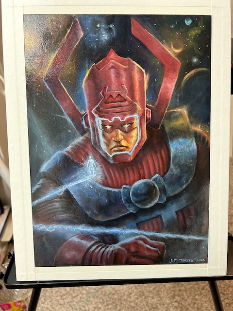 shhhhhh!  someone is getting an original oil painting of one of my favorite marvel characters . Galactus "The Devourer of Worlds" and yes! I do still oil paint .👍