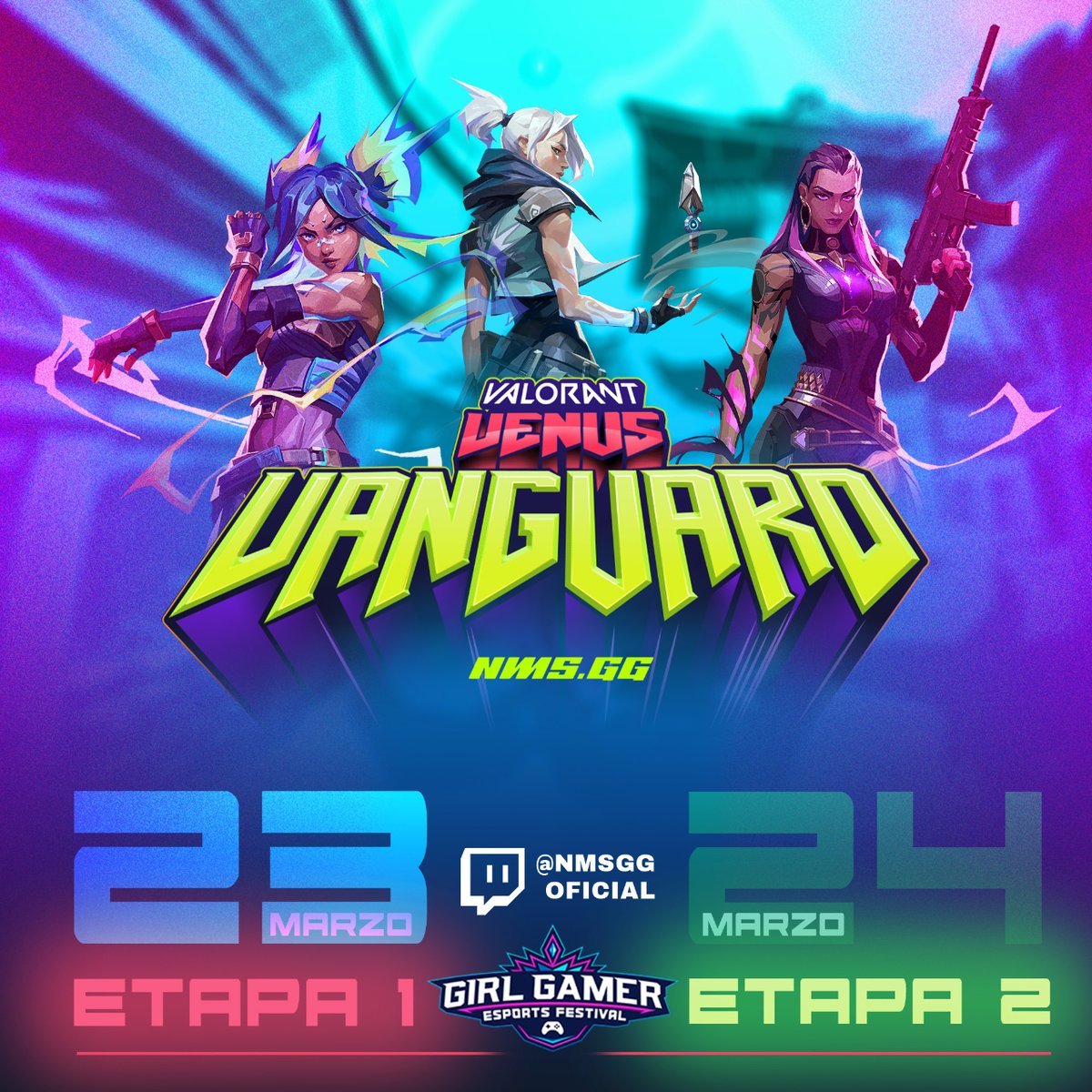 nms.gg (@nmsggoficial) on Twitter photo ¡Te estamos buscando!
Estás a un clic de formar parte la primera edición de Valorat Venus Vanguard.
📅 Fecha: 23 y 24 de marzo 
📺 Canal: twitch.tv/nmsggoficial
💻Déjanos un saludo en discord y te decimos cómo o registra a tu equipo en 
start.gg/tournament/val… ¡Te estamos buscando!
Estás a un clic de formar parte la primera edición de Valorat Venus Vanguard.
📅 Fecha: 23 y 24 de marzo 
📺 Canal: twitch.tv/nmsggoficial
💻Déjanos un saludo en discord y te decimos cómo o registra a tu equipo en 
start.gg/tournament/val…
