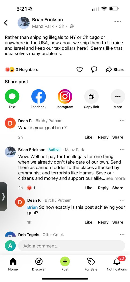 MaceBabe1's tweet photo. I sometimes forget that I live in small town Wisconsin. If I get harassed by an angry, brainwashed, white, anti vax man on Nextdoor…. help. TW: this man is an awful human https://t.co/oIeomibIs5