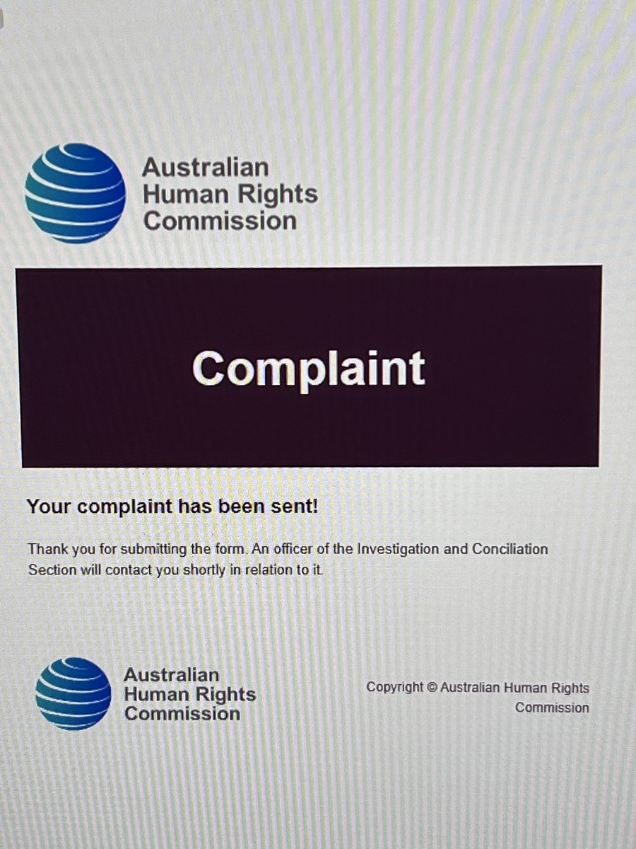 Confirming I’ve lodged my complaint to Australian Human Rights Commission against Deputy Leader of Liberal Party, Sussan Ley MP. My complaint alleges they’re in breach of Racial Discrimination Act through an act of racial hatred that caused offence/humiliation/insult/intimidation