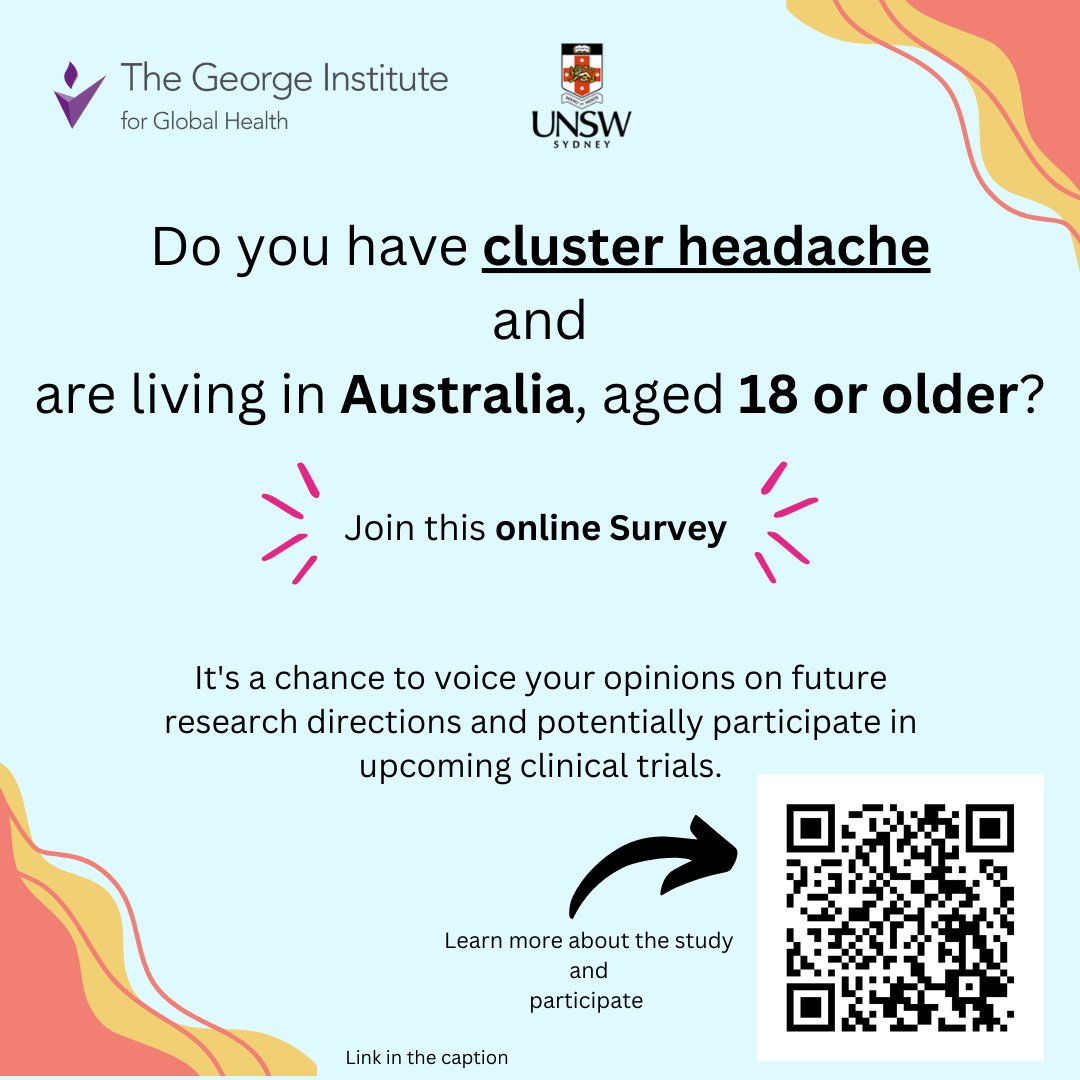Adults in Australia living with cluster headache are invited to join a UNSW research study aiming to shape the future of cluster headache research. Share your insights in a brief 10-15 minute survey. Find out more: unsw.au1.qualtrics.com/jfe/form/SV_9n…. @combatstrokeSL
