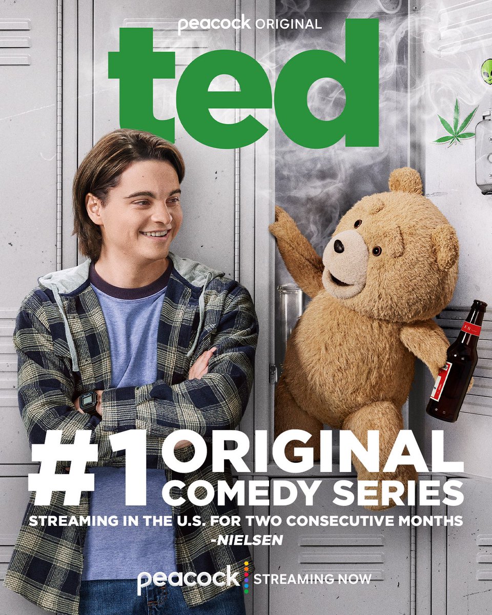 Thanks to a lot of hard work from the talented cast and stellar crew of TED, we're the #1 ORIGINAL COMEDY SERIES STREAMING IN THE U.S. FOR TWO CONSECUTIVE MONTHS!!