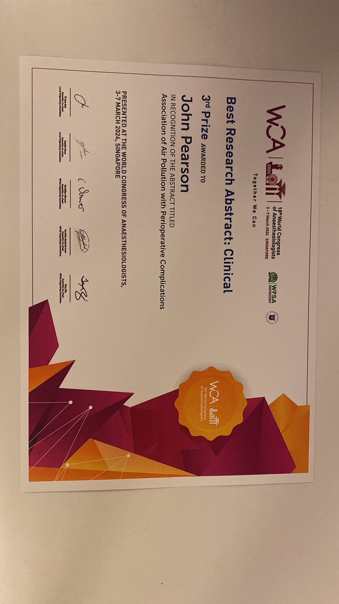 Thrilled to announce I won 3rd place at #WCA2024 for my research on air pollution &amp; periop outcomes. The global scholarly interest for the findings has been overwhelming. Thx to judges for their insightful Qs &amp; consideration. <a href="/UofU_anes_chair/">Talmage Egan, MD</a> @UofU_Anesthesia <a href="/UofUHealth/">University of Utah Health</a> @UU_GCSC