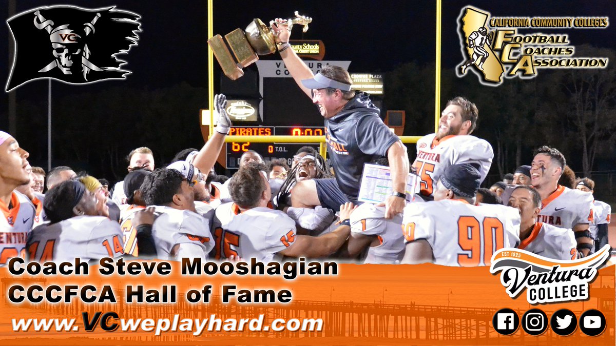 Ventura College head football coach Steve Mooshagian is set to be inducted into the CCCFCA Hall of Fame on Saturday March 9. Mooshagian, the head coach at VC since 2010, has been a part of California CC football since he played at Cerritos in 1977. vcweplayhard.com/sports/fball/2…