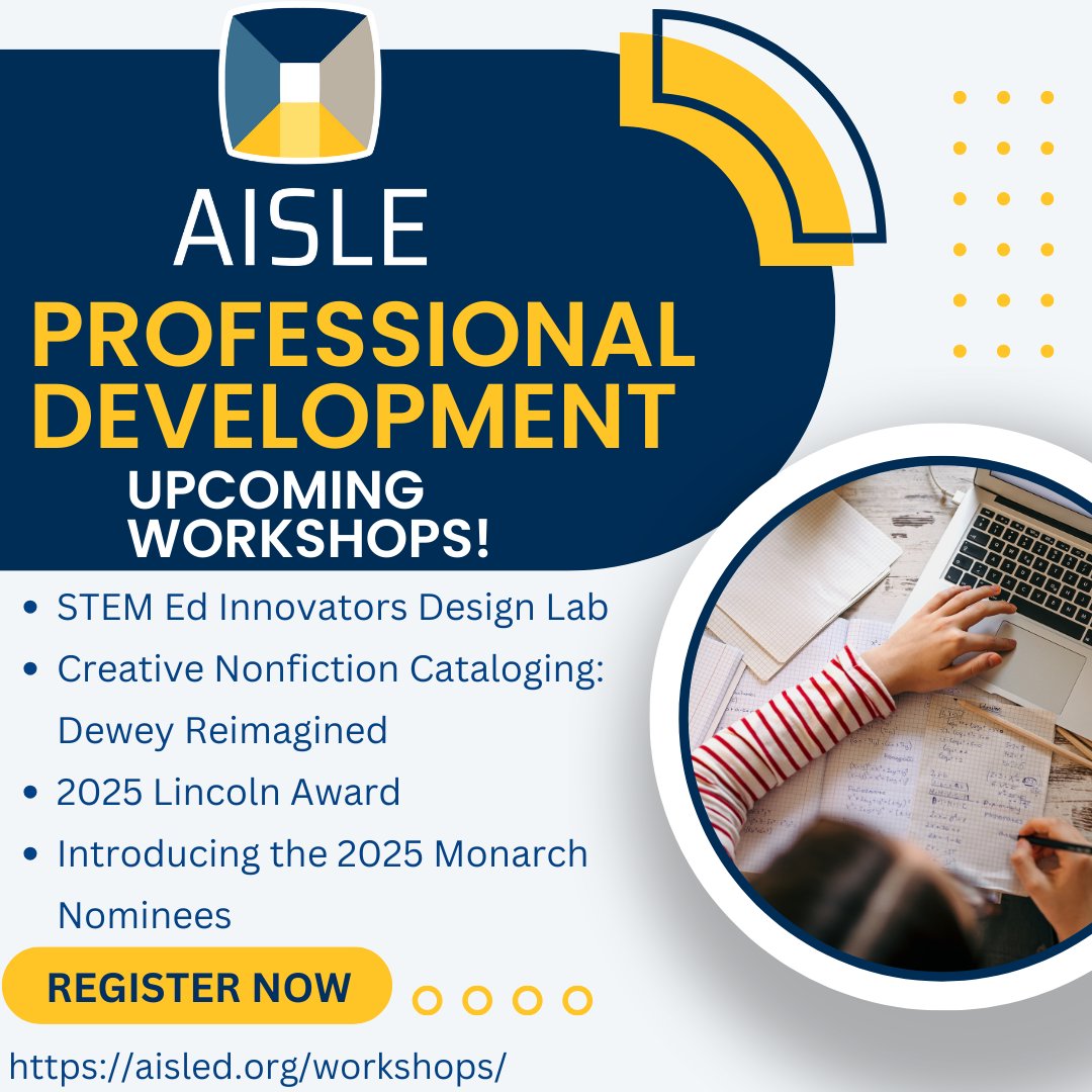 Do you need PD hours? AISLE has several PD sessions coming up this week. Go to aisled.org/workshops/ to register. Sessions will be recorded and shared with those that register. #AISLEd