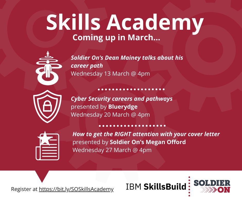 Skills Academy gives students aged 13-18 from Defence and ex-Defence families a head start on their career. Check out what's coming up in March!

Students can find out more and register here: bit.ly/SOSkillsAcademy